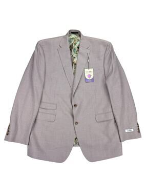 Tayion Mens Agordy Regular Fit Windowpane Suit Jacket Pink Blue 46L